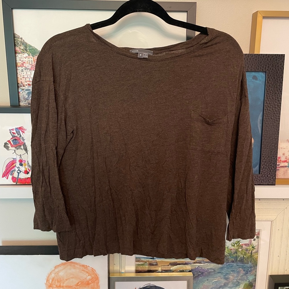 Vince Brown 3/4 Sleeve Top Size Medium